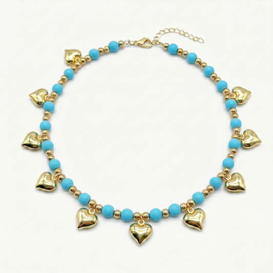 Cavigliera Cuore Turquoise